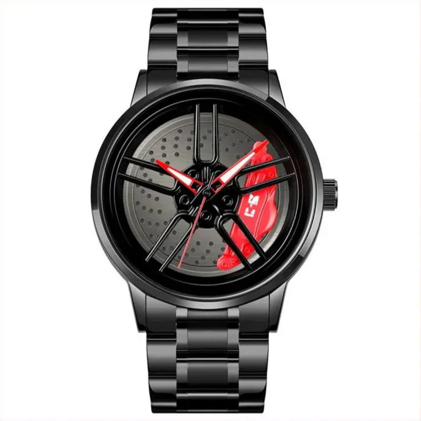 Premium Quality Men Stainless Steel Watch Spinning Alloy Wheel