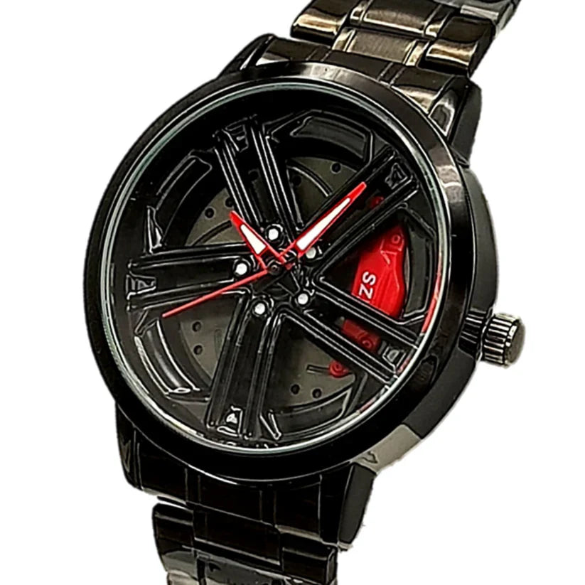 Premium Quality Men Stainless Steel Watch Spinning Alloy Wheel