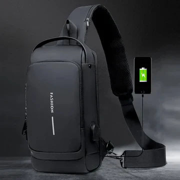 Waterproof unisex Crossbody Bag Anti-theft Travel Bag Male USB Charging Chest Bag Pack