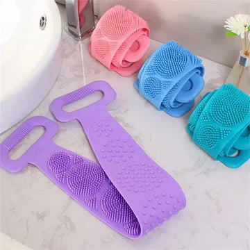 Silicone Body Scrubber Belt – Dual-Sided Bath & Massage Brush (Random Color)