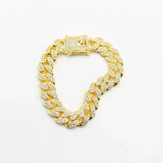 Golden Iced Out Miami Cuban Bracelet