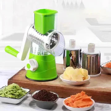 Multifunctional Roller Vegetable Cutter, 3 In 1 Vegetable Slicer And Cutter, Manual Rotary Drum Greator, Hand Roller Type Square Drum Vegetable Cutter with 3 Removable Blades For Kitchen